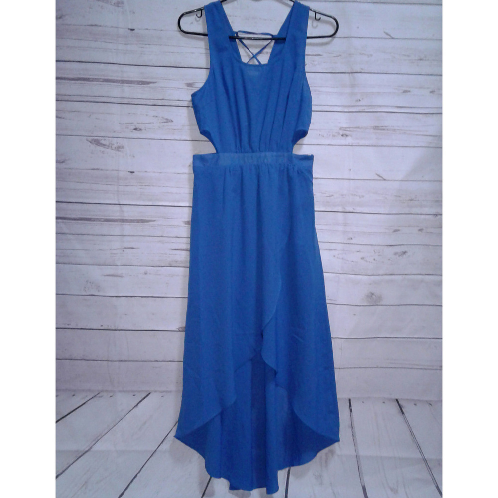 Marineblu Blue High Low Peek A Boo Side Dress